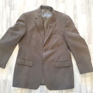 Andrew Fezza Mens 42R 2 Button Polyester Sport Coat Jacket Houndstooth Brown